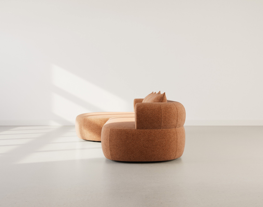 Canapé d'angle gauche 4 places en velours texturé Angela