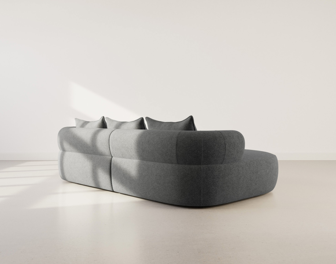 Canapé d'angle gauche 4 places en velours texturé Angela