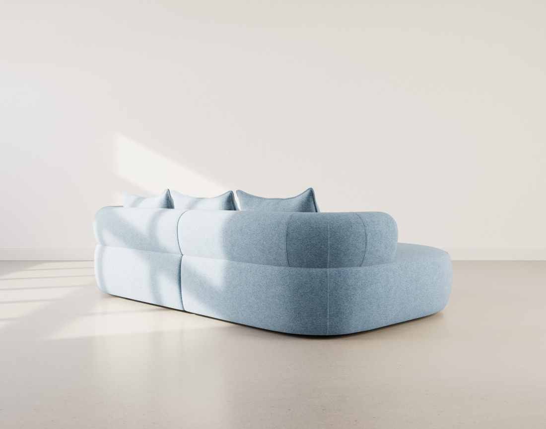 Canapé d'angle gauche 4 places en velours texturé Angela