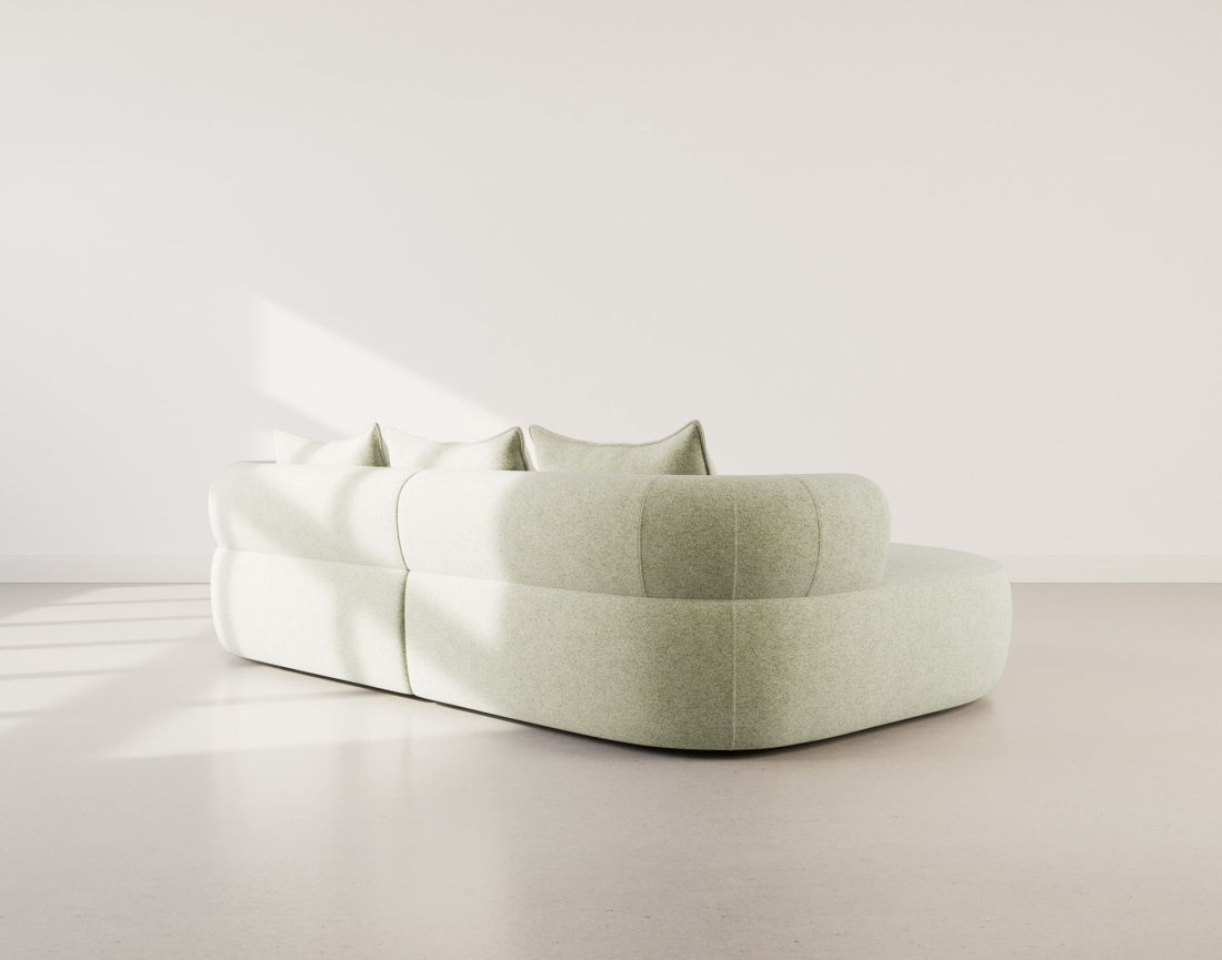 Canapé d'angle gauche 4 places en velours texturé Angela