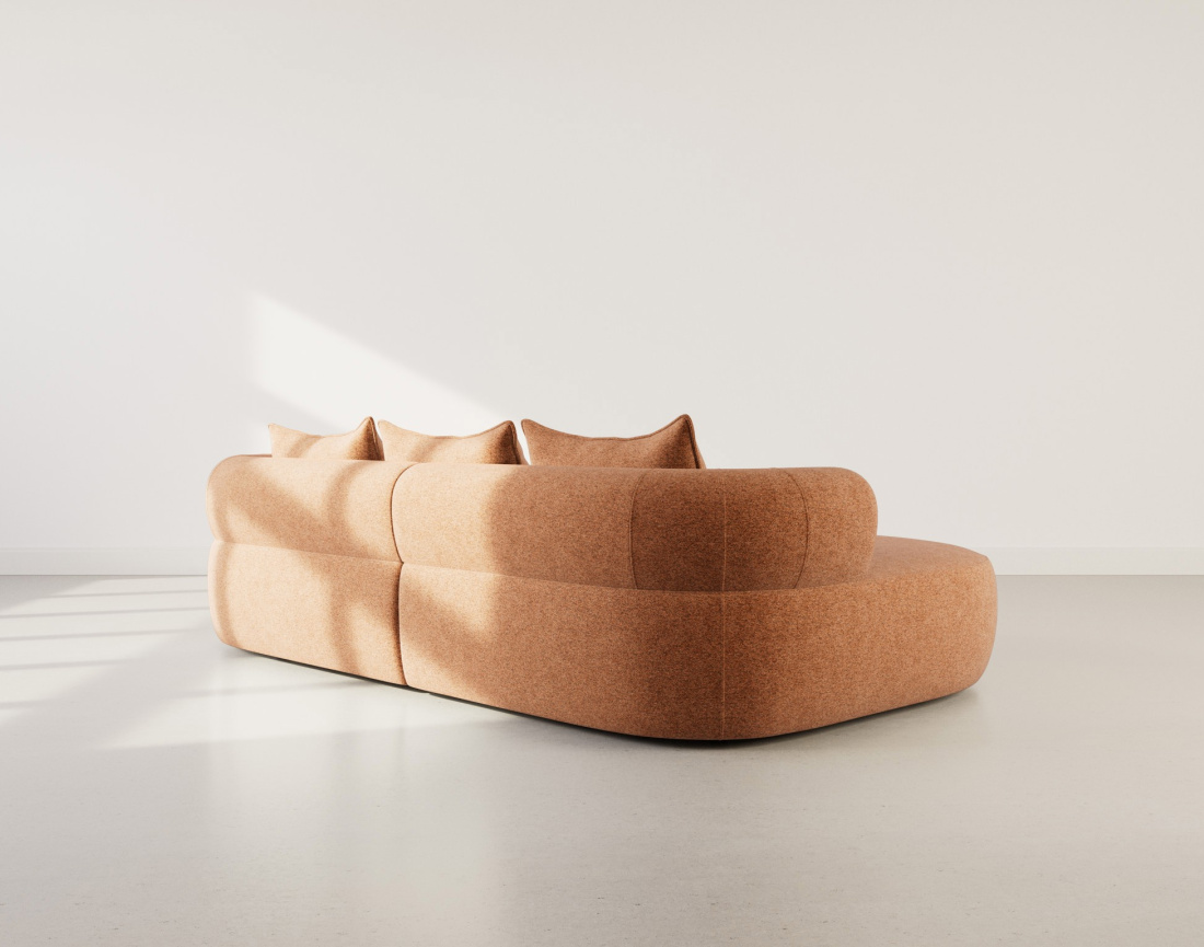 Canapé d'angle gauche 4 places en velours texturé Angela