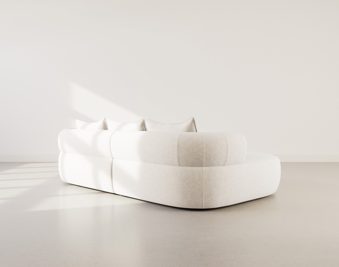 Canapé d'angle gauche 4 places en velours texturé Angela