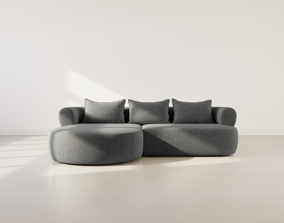 Canapé d'angle gauche 4 places en velours texturé Angela