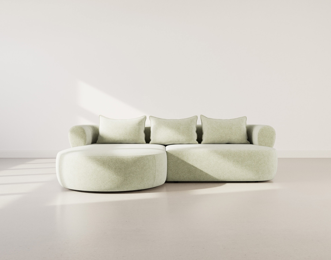 Canapé d'angle gauche 4 places en velours texturé Angela