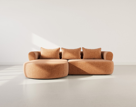 Canapé d'angle gauche 4 places en velours texturé Angela