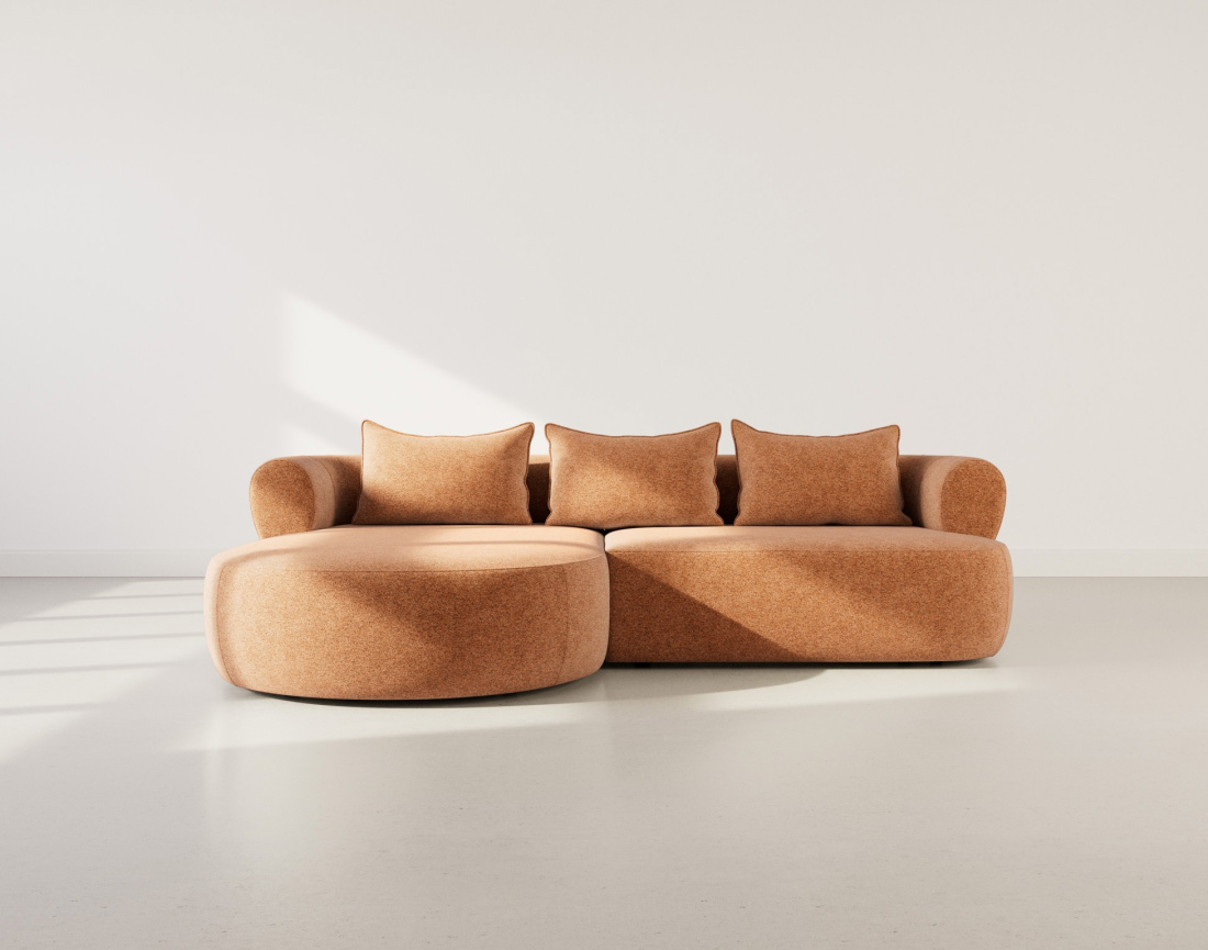 Canapé d'angle gauche 4 places en velours texturé Angela