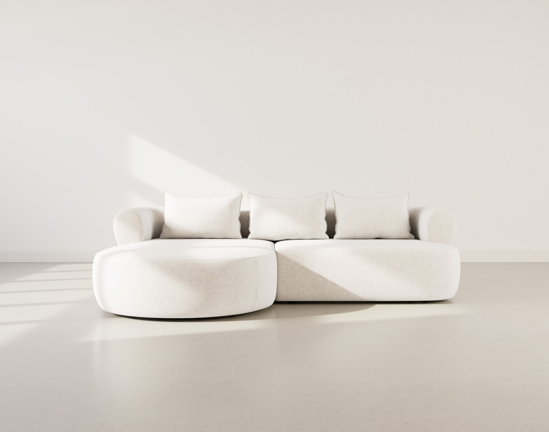 Canapé d'angle gauche 4 places en velours texturé Angela