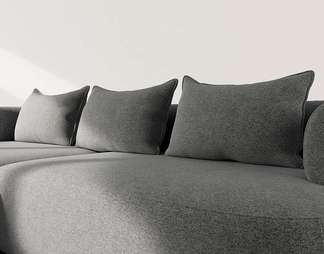 Canapé d'angle gauche 4 places en velours texturé Angela