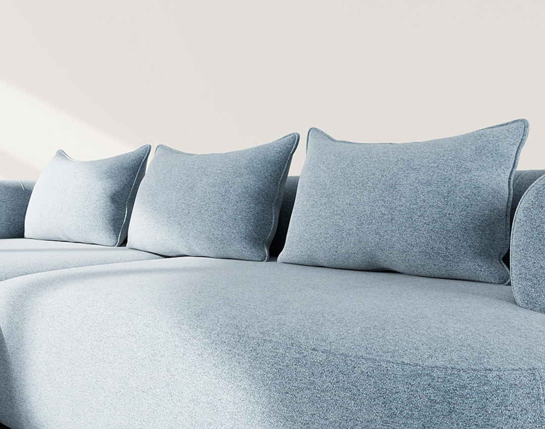 Canapé d'angle gauche 4 places en velours texturé Angela