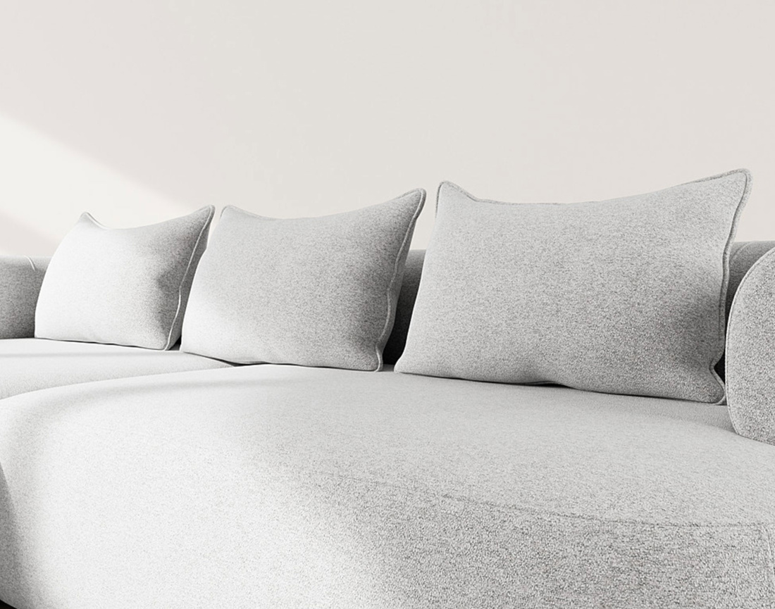 Canapé d'angle gauche 4 places en velours texturé Angela