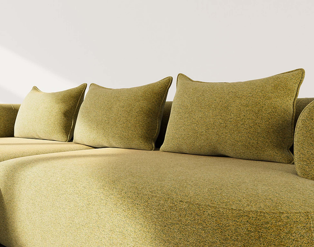 Canapé d'angle gauche 4 places en velours texturé Angela