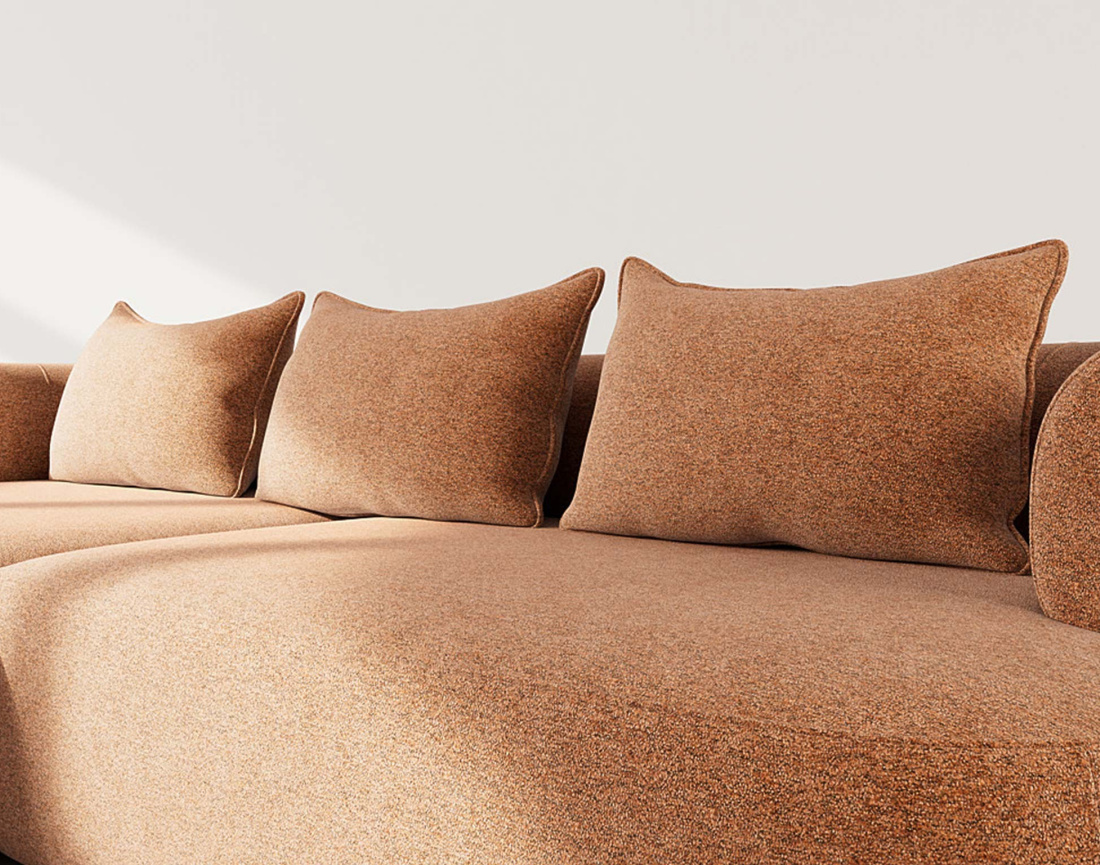 Canapé d'angle gauche 4 places en velours texturé Angela