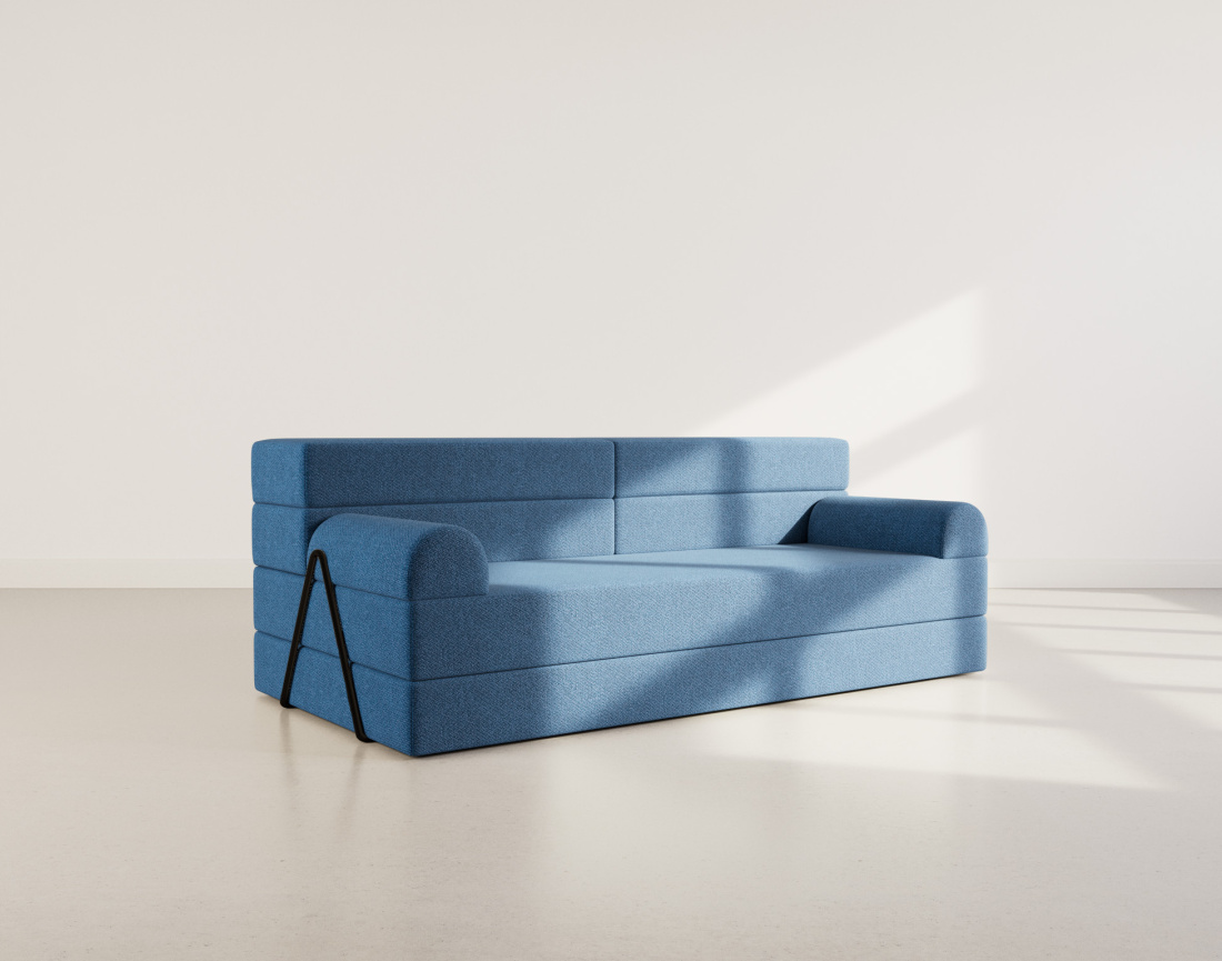 Thumbnail video of the produit Astral - Canapé 3 places convertible en velours texturé