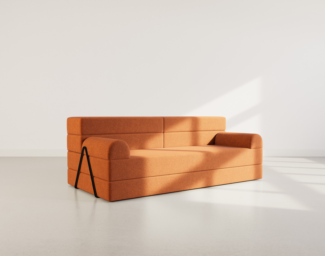 Thumbnail video of the produit Astral - Canapé 3 places convertible en velours texturé