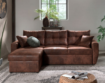 Canapé d'angle convertible Astoria avec coffre - style industriel