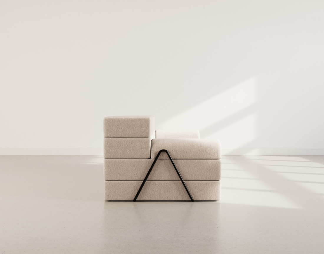 Canapé 3 places convertible en velours texturé Astral