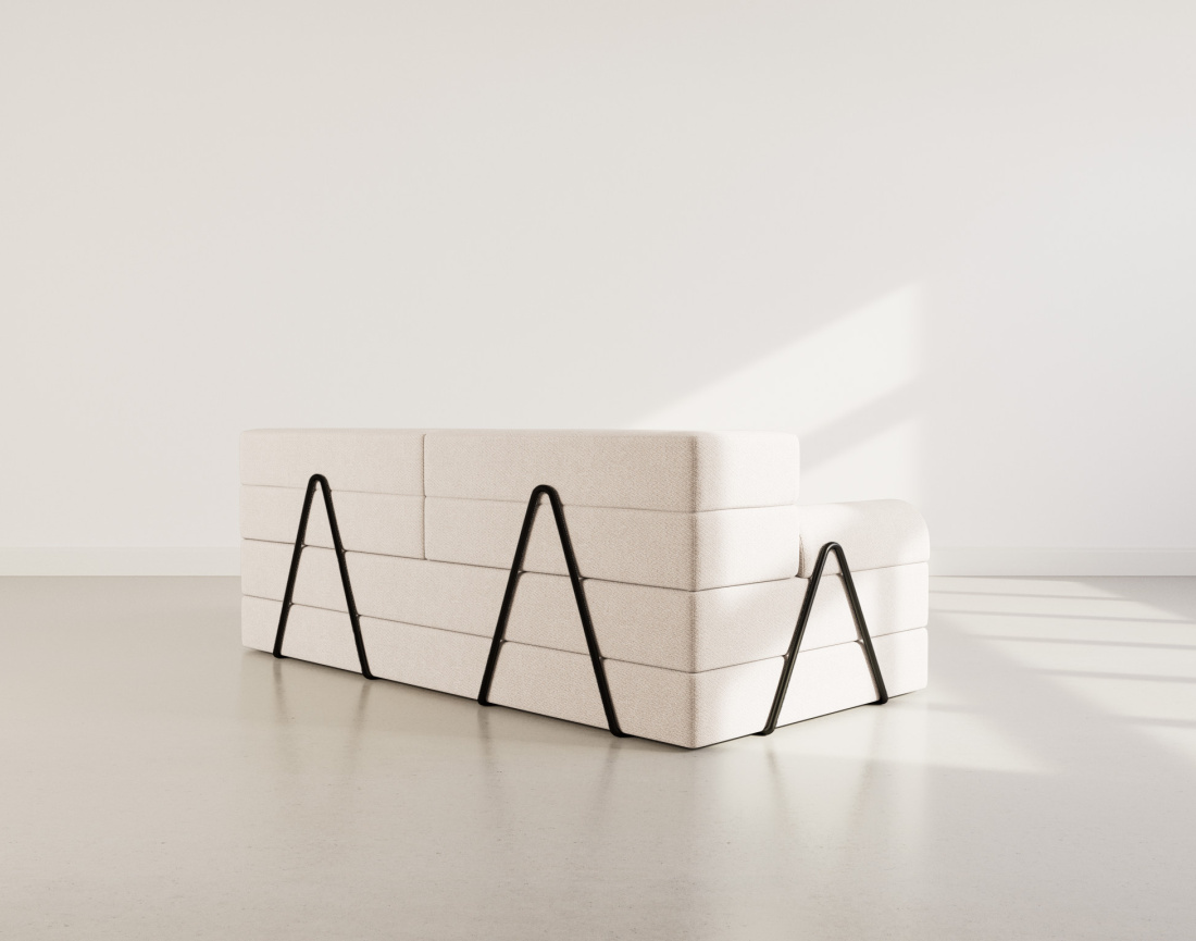 Canapé 3 places convertible en velours texturé Astral