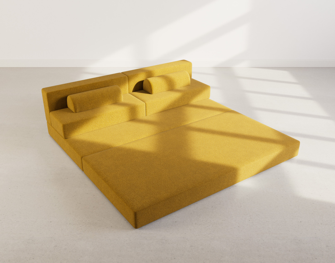 Canapé 3 places convertible en velours texturé Astral