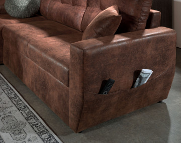 Canapé d'angle convertible Astoria avec coffre - style industriel
