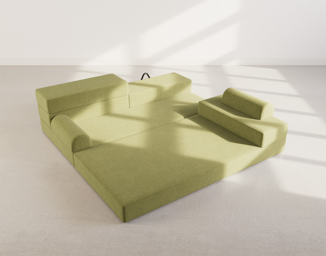 Canapé 3 places convertible en velours texturé Astral