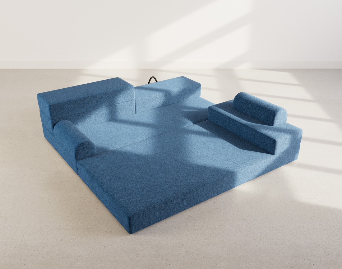 Canapé 3 places convertible en velours texturé Astral