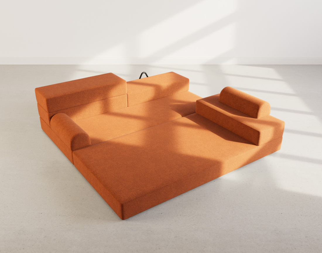 Canapé 3 places convertible en velours texturé Astral