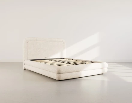 Lit coffre 160x200 cm en velours texturé sommier inclus Babel