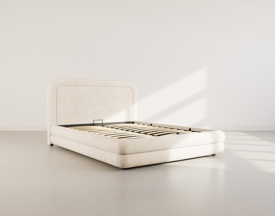 Lit coffre 160x200 cm en velours texturé sommier inclus Babel