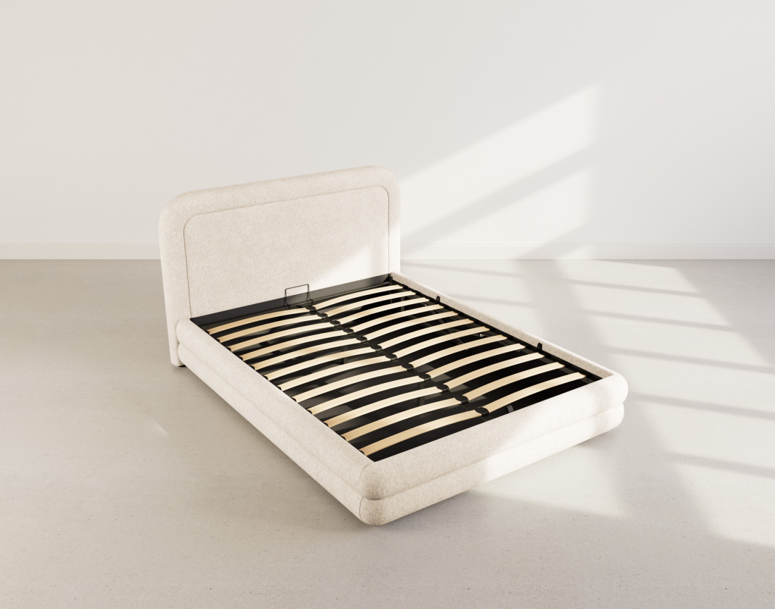 Lit coffre 160x200 cm en velours texturé sommier inclus Babel