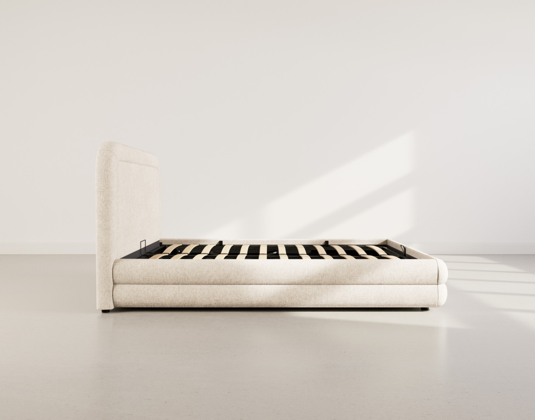 Lit coffre 160x200 cm en velours texturé sommier inclus Babel