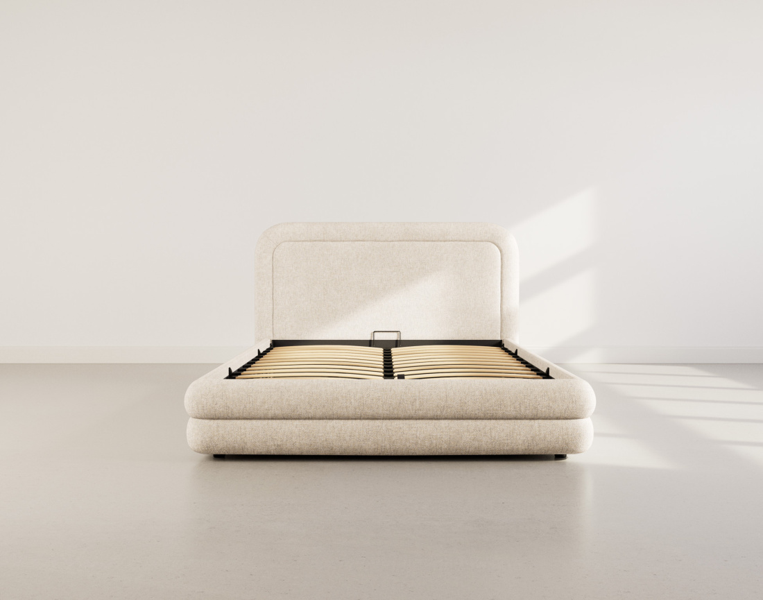 Lit coffre 160x200 cm en velours texturé sommier inclus Babel