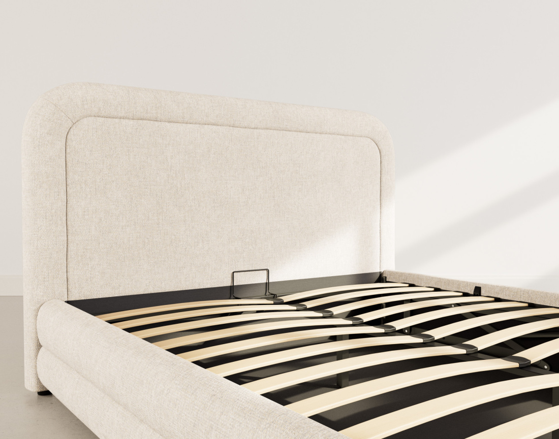 Lit coffre 160x200 cm en velours texturé sommier inclus Babel