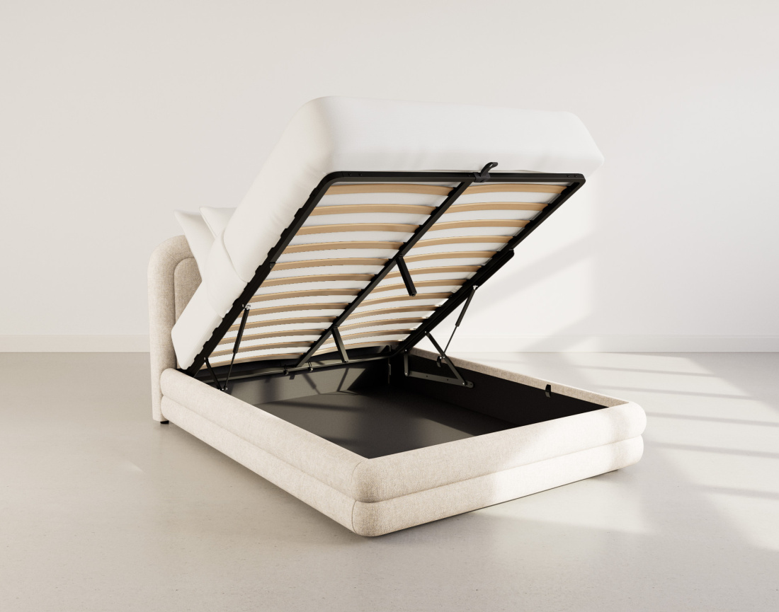 Lit coffre 160x200 cm en velours texturé sommier inclus Babel