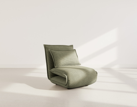 Banquette 1 place convertible clic-clac en velours côtelé Candice