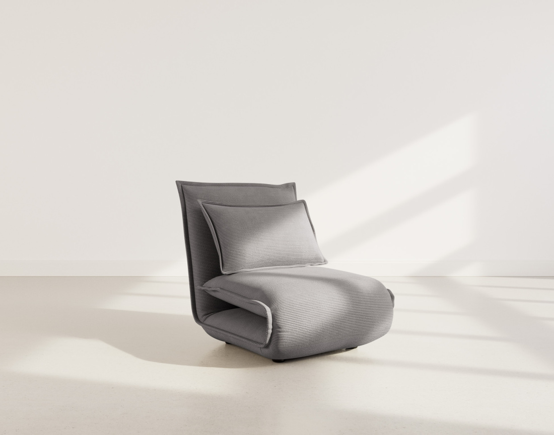 Banquette 1 place convertible clic-clac en velours côtelé Candice