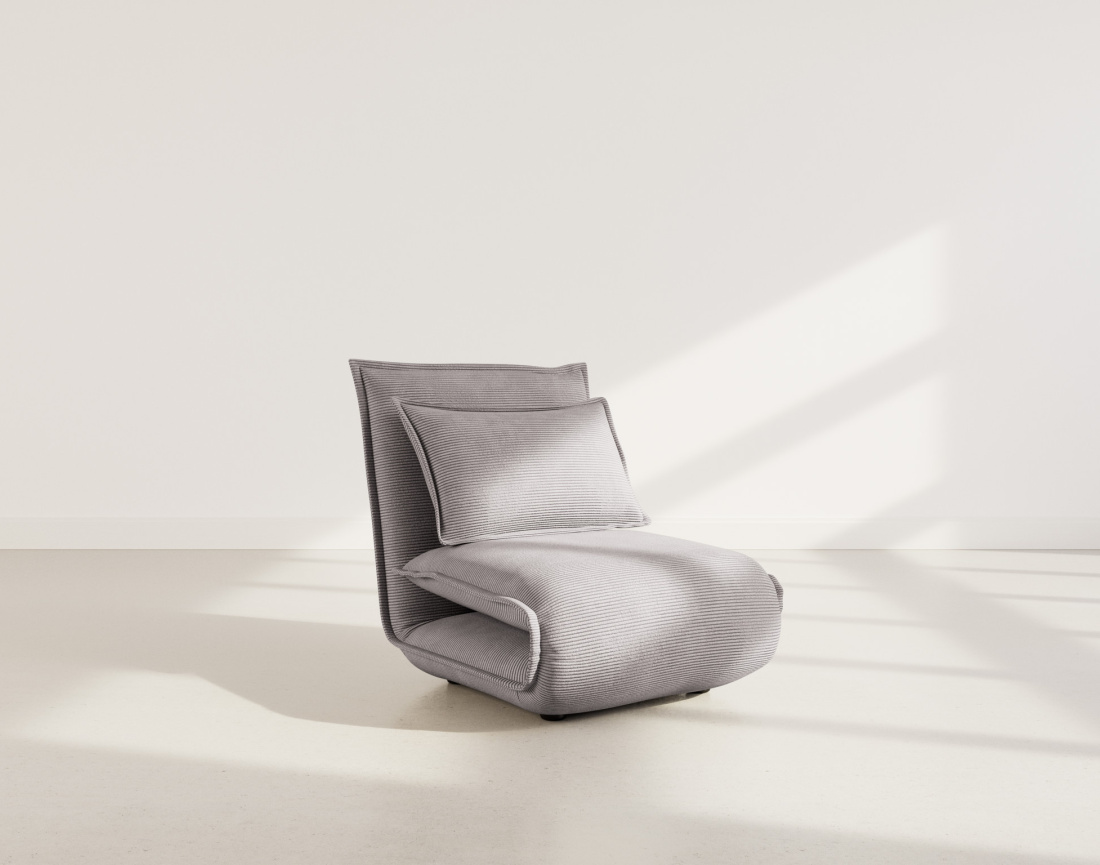 Banquette 1 place convertible clic-clac en velours côtelé Candice