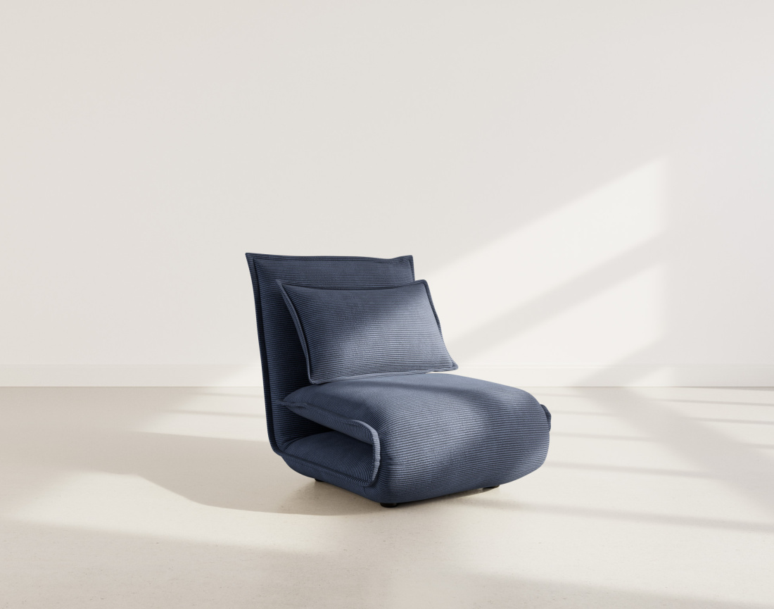 Banquette 1 place convertible clic-clac en velours côtelé Candice