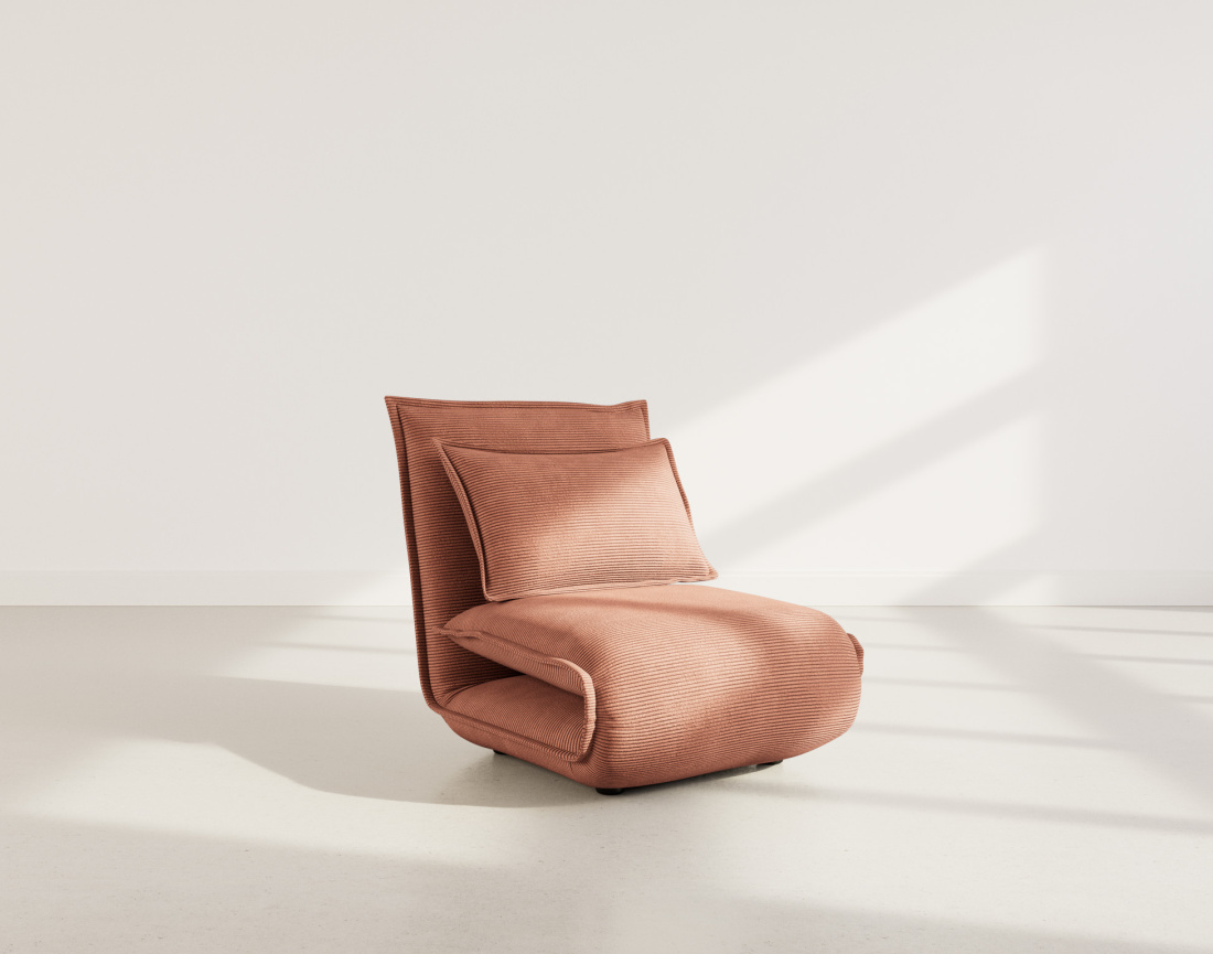 Banquette 1 place convertible clic-clac en velours côtelé Candice