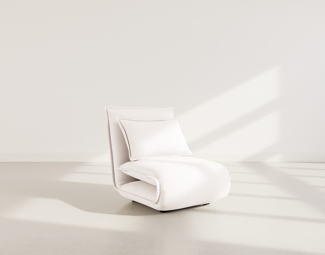 Banquette 1 place convertible clic-clac en velours côtelé Candice