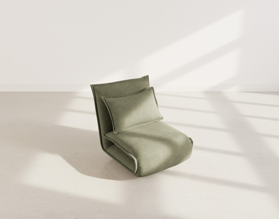 Banquette 1 place convertible clic-clac en velours côtelé Candice