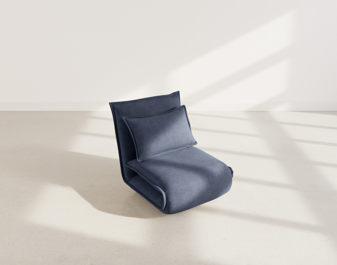 Banquette 1 place convertible clic-clac en velours côtelé Candice