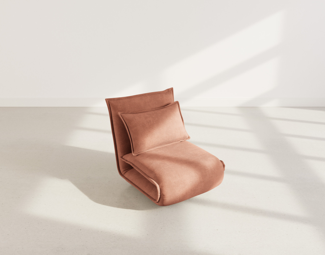 Banquette 1 place convertible clic-clac en velours côtelé Candice