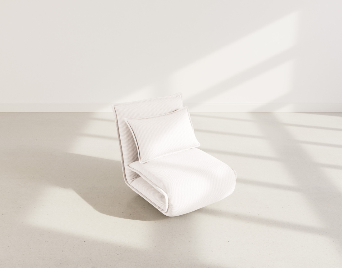 Banquette 1 place convertible clic-clac en velours côtelé Candice