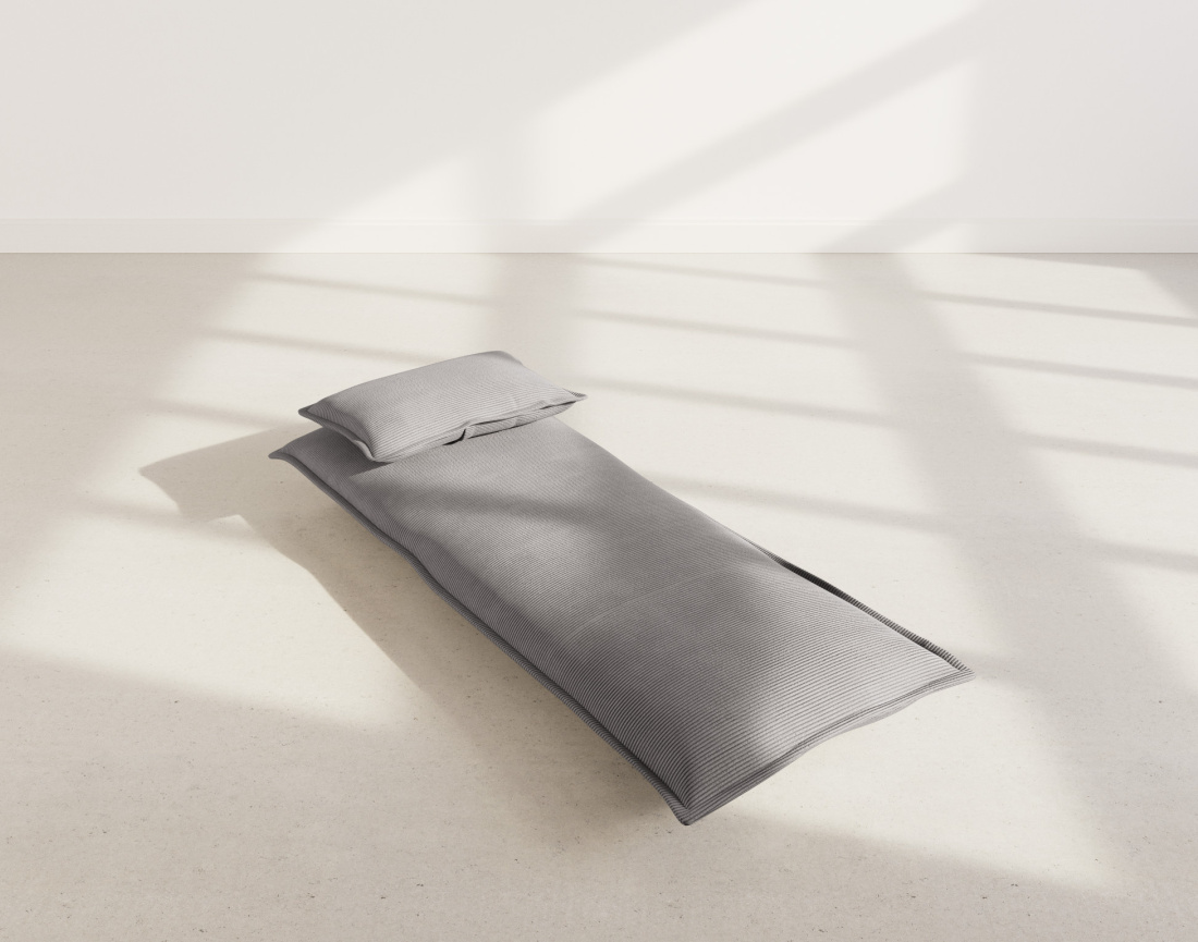 Banquette 1 place convertible clic-clac en velours côtelé Candice