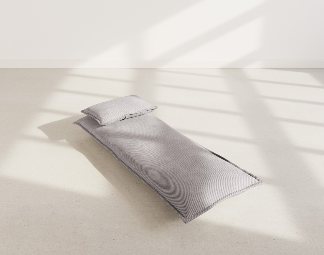 Banquette 1 place convertible clic-clac en velours côtelé Candice