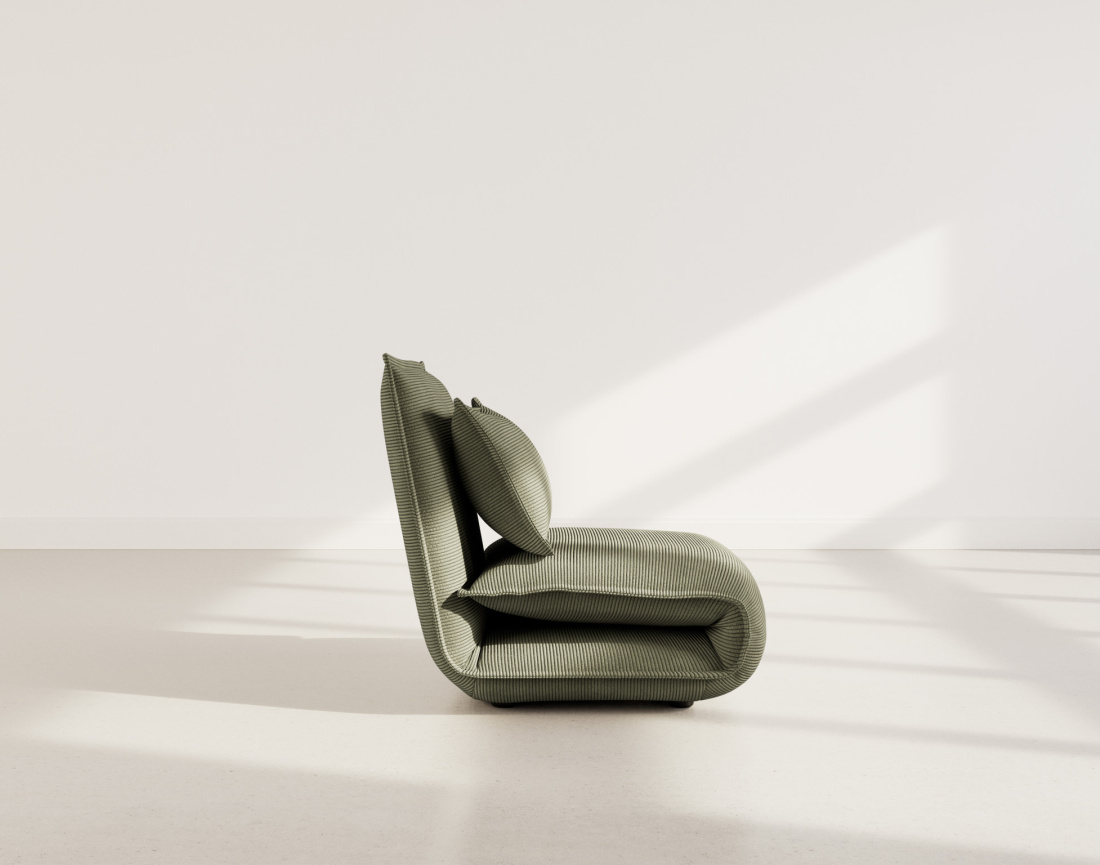 Banquette 1 place convertible clic-clac en velours côtelé Candice