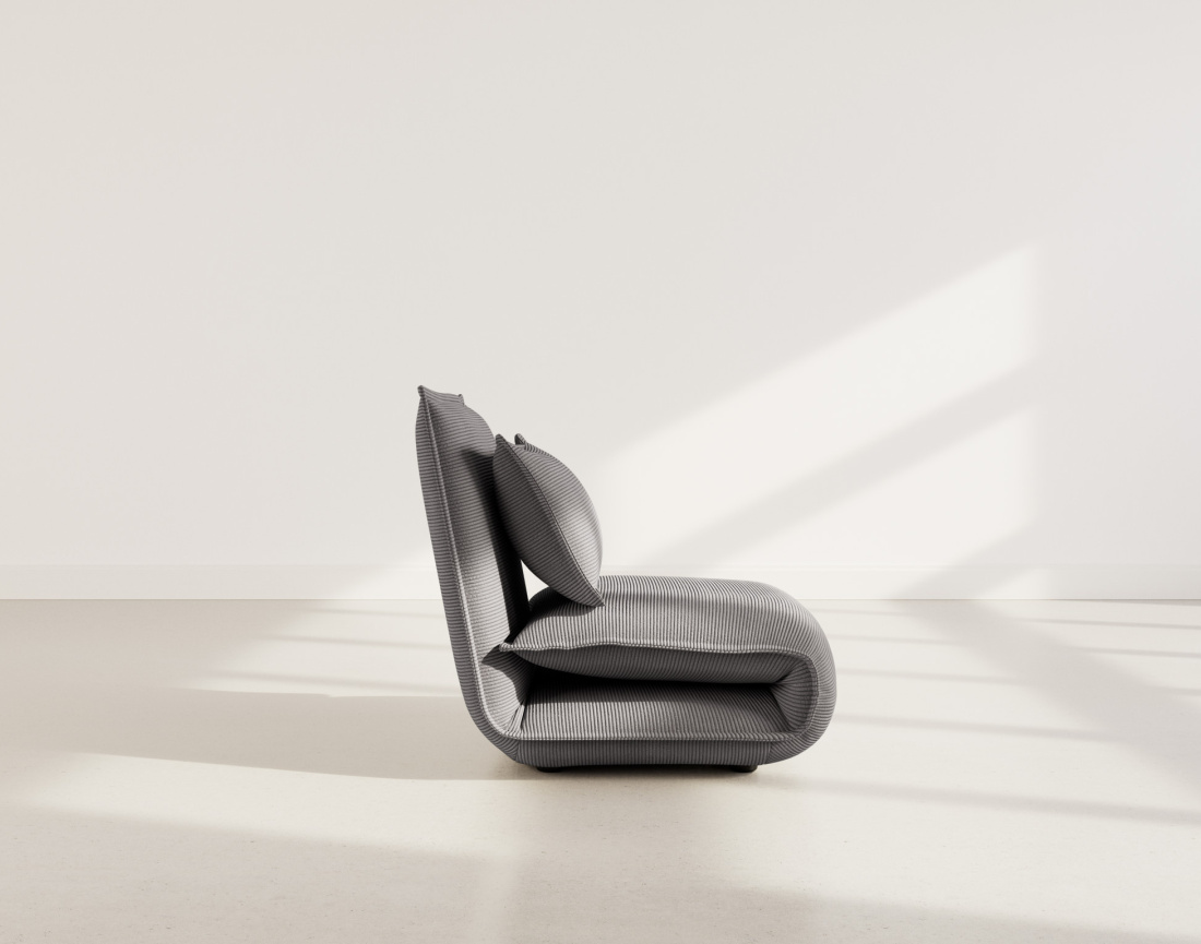 Banquette 1 place convertible clic-clac en velours côtelé Candice