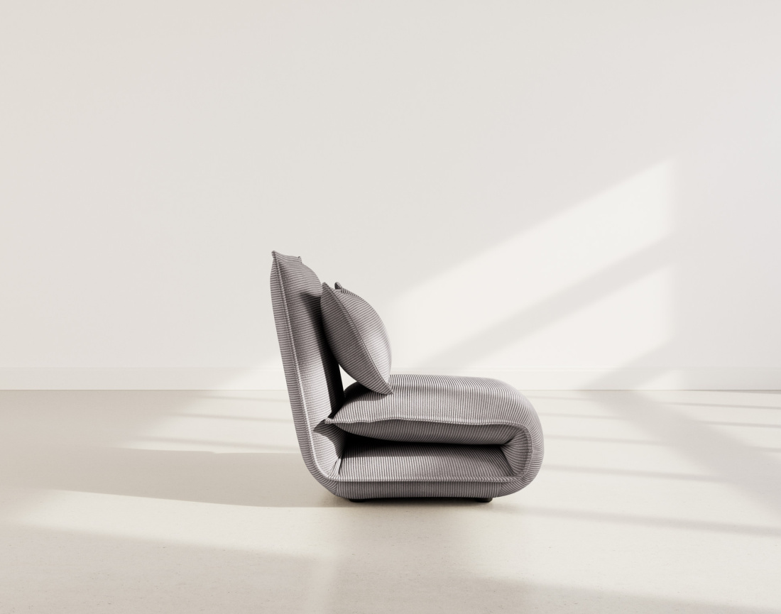 Banquette 1 place convertible clic-clac en velours côtelé Candice