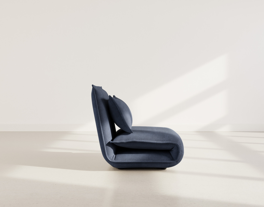 Banquette 1 place convertible clic-clac en velours côtelé Candice