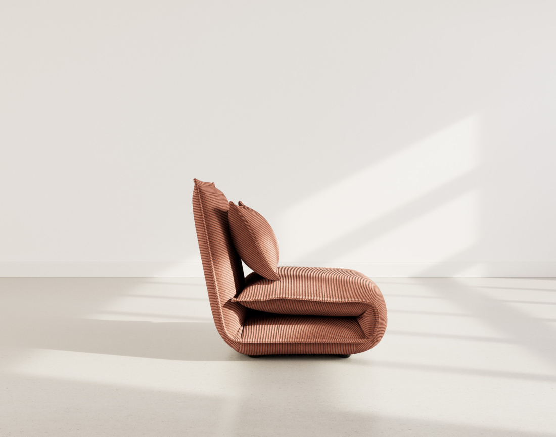 Banquette 1 place convertible clic-clac en velours côtelé Candice